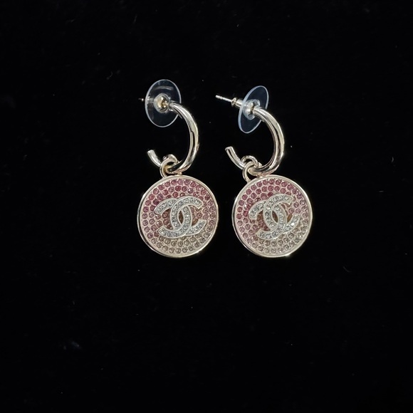 Jewelry - ✨ Champagne & Pink Gradient‎ Rhinestone Circle Hoops ✨